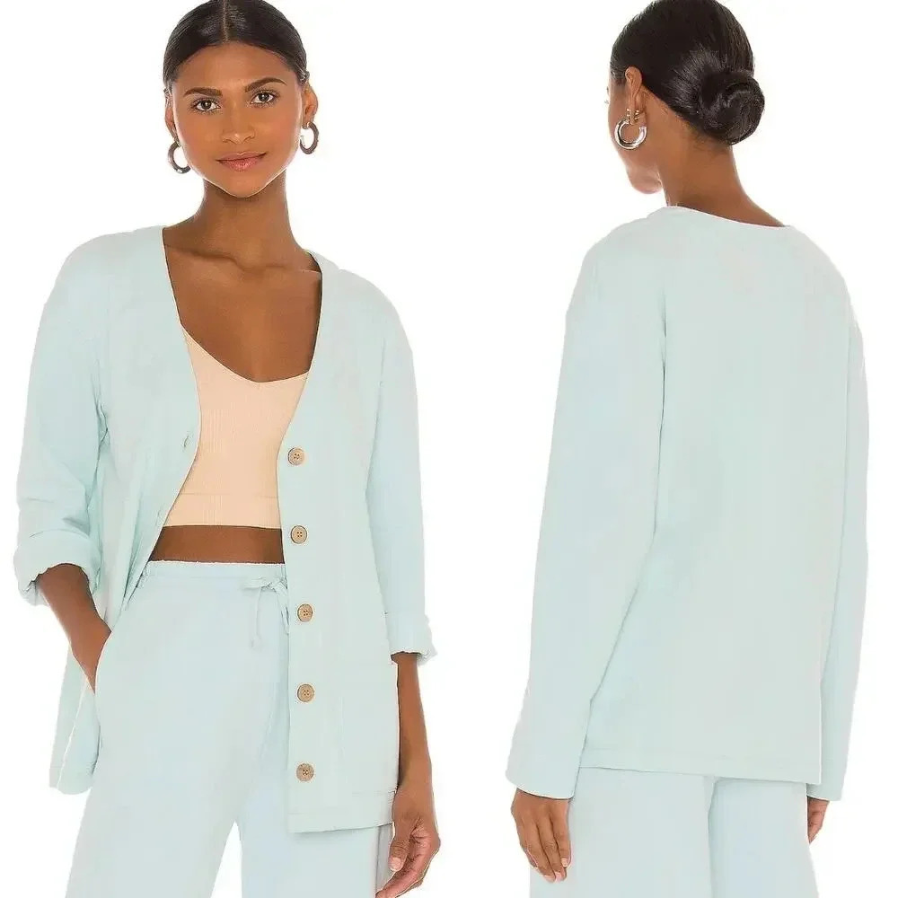 Majorelle Oversized Cardigan Blue V-Neck Pocket Topper Layer Womens Size XS